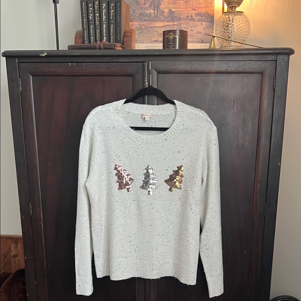 Boutique Christmas Sweater with Sequin Trees